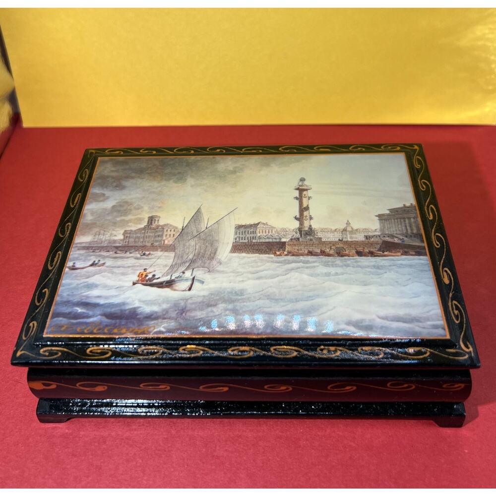 Fedoskino Lacquer Box Ocean Scene